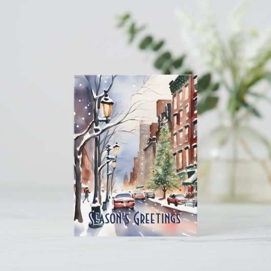 季節のごあいさつクリスマス冬通りニューヨーク ポストカード (スタンド正面)