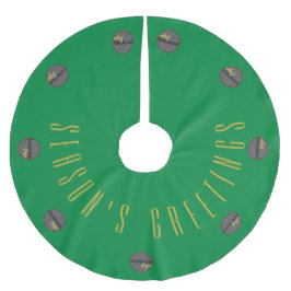 季節のごあいさつグリーン金ゴールドビジネスロゴ ブラッシュドポリエステルツリースカート