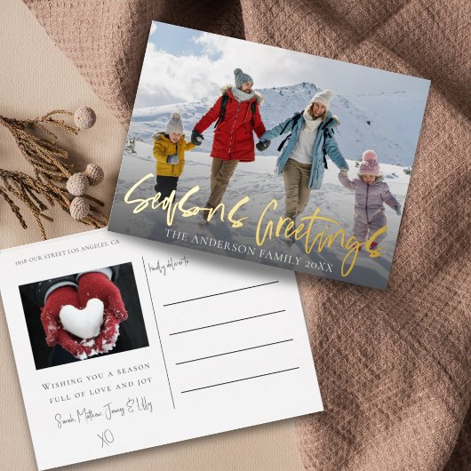 季節のごあいさつゴールドフォイル&フォト 箔シーズンポストカード