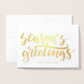 季節のごあいさつシックモダンな書道スクリプト 箔カード (封筒付き正面)