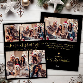 季節のごあいさつシック黒金ゴールドスクリプト5写真 シーズンカード