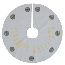 季節のごあいさつシルバーグレー金ゴールドビジネスロゴ ブラッシュドポリエステルツリースカート