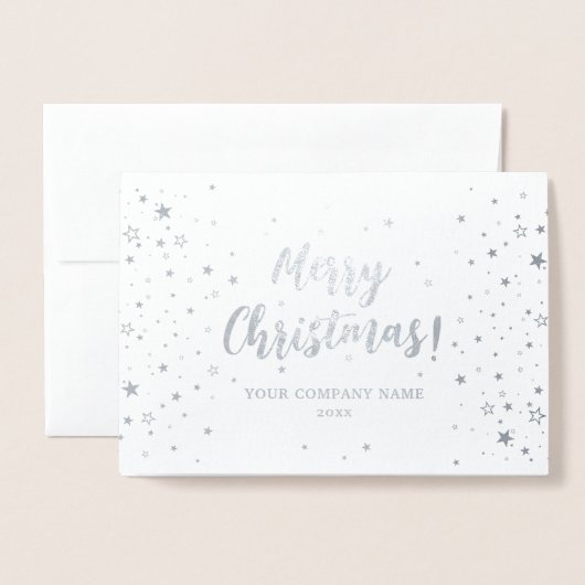 季節のごあいさつシルバー会社フォイルカード 箔カード (封筒付き正面)