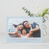 季節のごあいさつシンプルイタリックの青 シーズンカード (スタンド正面)