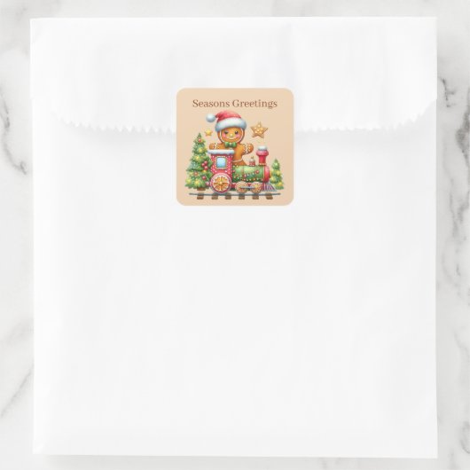 季節のごあいさつジンジャーブレッド添加文字 スクエアシール (バッグ)