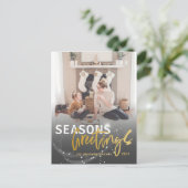 季節のごあいさつスターフェイク金ゴールドスクリプトクリスマス ポストカード (スタンド正面)