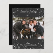 季節のごあいさつスノウイ白黒スクリプトH シーズンカード (正面/裏面)