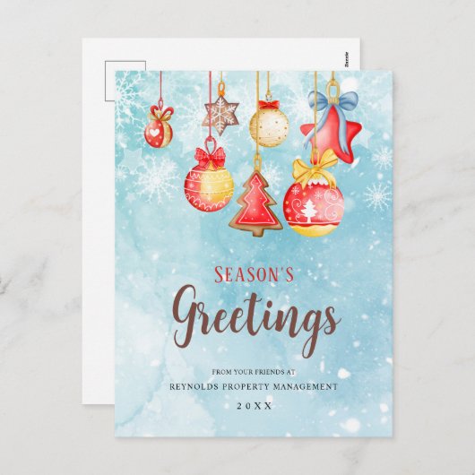 季節のごあいさつス企業のクリスホリデーカード シーズンポストカード (正面/裏面)