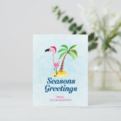 季節のごあいさつズピンクフラミンゴinサンタハット シーズンカード (スタンド正面)