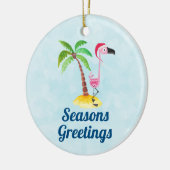 季節のごあいさつズピンクフラミンゴinサンタハット セラミックオーナメント (左)