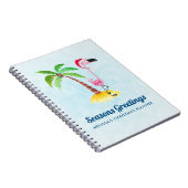 季節のごあいさつズピンクフラミンゴinサンタハット ノートブック (右側)