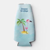 季節のごあいさつズピンクフラミンゴinサンタハット ボトルクーラー (正面)