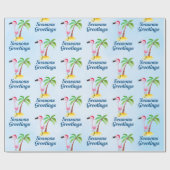 季節のごあいさつズピンクフラミンゴinサンタハット ラッピングペーパー (フラット)