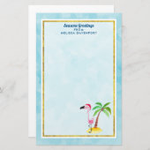 季節のごあいさつズピンクフラミンゴinサンタハット 便箋 (正面/裏面)