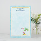 季節のごあいさつズピンクフラミンゴinサンタハット 便箋 (スタンド正面)