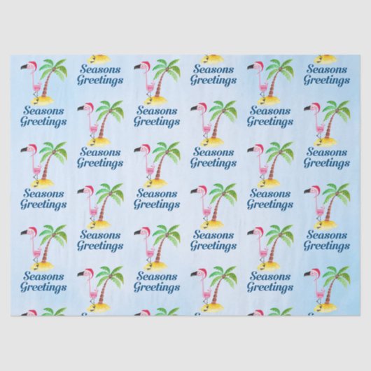 季節のごあいさつズピンクフラミンゴinサンタハット 薄葉紙 (正面)