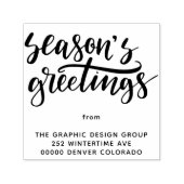 季節のごあいさつタイポグラフィのビジネス名のアドレス セルフインキングスタンプ (デザイン)