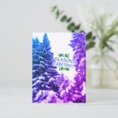 季節のごあいさつツリーパープルポストカード ポストカード (スタンド正面)