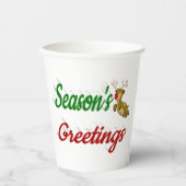 季節のごあいさつトナカイのクリスマススクリプト 紙コップ (正面)
