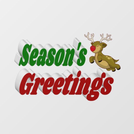 季節のごあいさつトナカイタイポグラフィクリスマス ウィンドウサイン (シート)