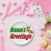 季節のごあいさつトナカイタイポグラフィクリスマス ペーパープレート (パーティー)