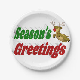 季節のごあいさつトナカイタイポグラフィクリスマス ペーパープレート