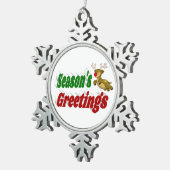 季節のごあいさつトナカイタイポグラフィ スノーフレークピューターオーナメント (右)