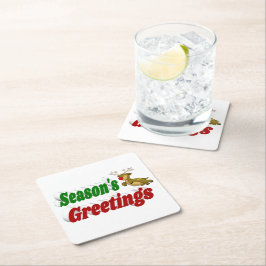 季節のごあいさつトナディアクリスマスタイポグラフィ スクエアペーパーコースター