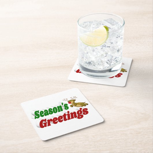 季節のごあいさつトナディアクリスマスタイポグラフィ スクエアペーパーコースター (インサイチュ)