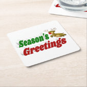 季節のごあいさつトナディアクリスマスタイポグラフィ スクエアペーパーコースター (アングル)