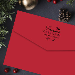 季節のごあいさつパーソナライズされたファミリーネームホリデイ セルフインキングスタンプ