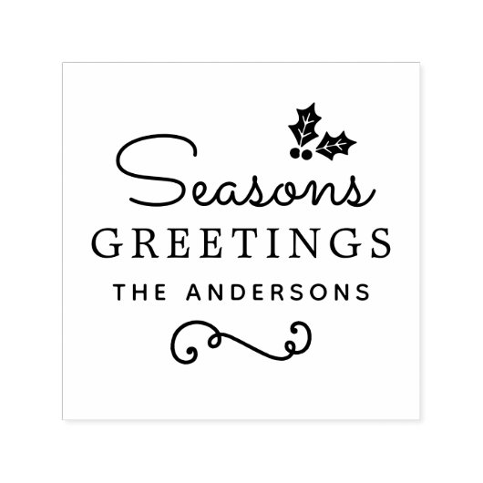 季節のごあいさつパーソナライズされたファミリーネームホリデイ セルフインキングスタンプ (デザイン)