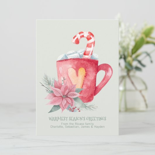 季節のごあいさつパーソナライズされたホットチョコレート シーズンカード (スタンド正面)