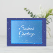 季節のごあいさつビジネスロゴ青モダン白 シーズンカード (スタンド正面)