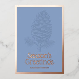 季節のごあいさつピネコモダンンブルー企業の 箔シーズンカード