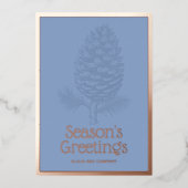 季節のごあいさつピネコモダンンブルー企業の 箔シーズンカード (正面)