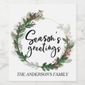 季節のごあいさつファミリーモノグラムメリークリスマス ワインラベル (シングルラベル)