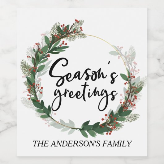 季節のごあいさつファミリーモノグラムメリークリスマス ワインラベル (シングルラベル)