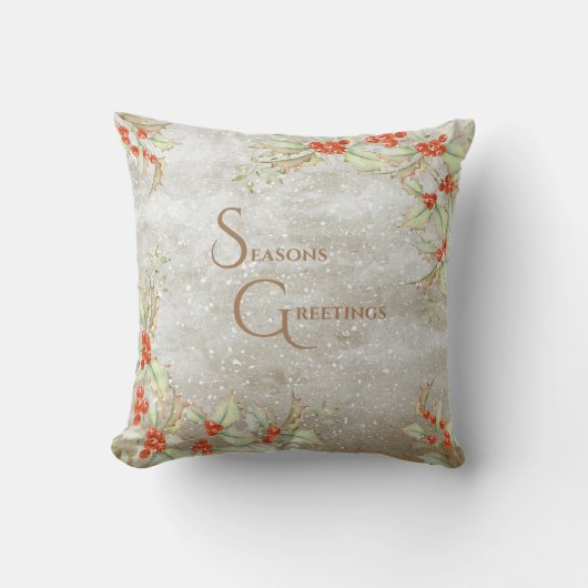 季節のごあいさつフローラタイポグラフィクリスマス クッション (正面)