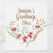 季節のごあいさつフローラホリデイズウォーターカラーレッド ワインラベル (シングルラベル)