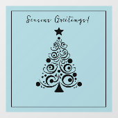 季節のごあいさつブラッククリスマスツリーオングリーン ウィンドウサイン (シート)