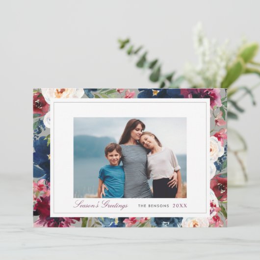 季節のごあいさつブルゴーニュと海軍のフローラ写真 シーズンカード (スタンド正面)