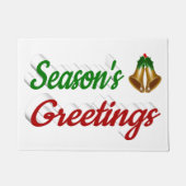 季節のごあいさつベルクリスマス赤い緑のスクリプト ドアマット (正面)