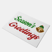 季節のごあいさつベルクリスマス赤い緑のスクリプト ドアマット (アングル)