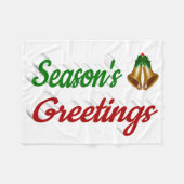 季節のごあいさつベルクリスマス赤い緑のスクリプト フリースブランケット (正面(横))