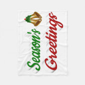 季節のごあいさつベルクリスマス赤い緑のスクリプト フリースブランケット (正面)