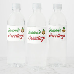 季節のごあいさつベルクリスマス赤い緑のスクリプト ペットボトルラベル