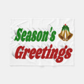 季節のごあいさつベルズクリスマスタイポグラフィ フリースブランケット (正面(横))