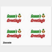 季節のごあいさつベルズクリスマスタイポグラフィ 楕円形シール (シート)