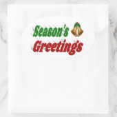 季節のごあいさつベルズクリスマスタイポグラフィ 楕円形シール (バッグ)